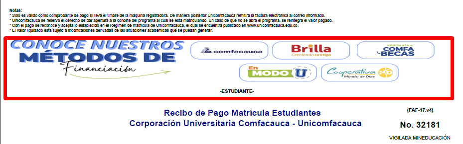 Cabecera del recibo