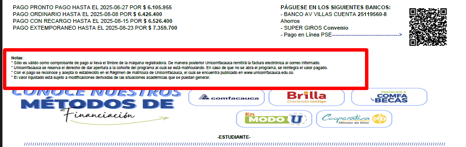 Cabecera del recibo